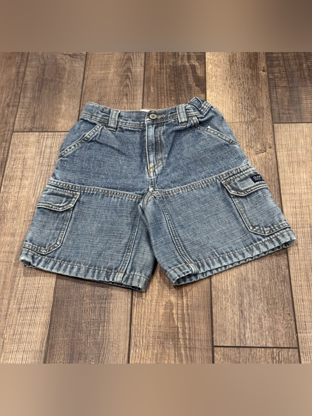 Vintage GAP Carpenter Shorts Kids XS Denim Cargo Utility Y2K 100% Cotton